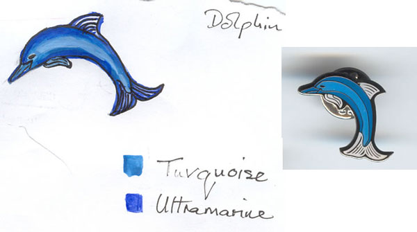 From a pen drawing of a dolphin to a beautiful final badge.