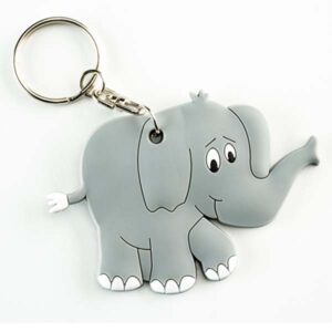 Soft PVC keyring featuring a grey elephant design.