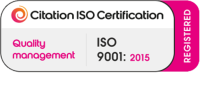 ISO 9001:2015 certification badge for quality management, with "Citation ISO Certification" and "Registered" labels.